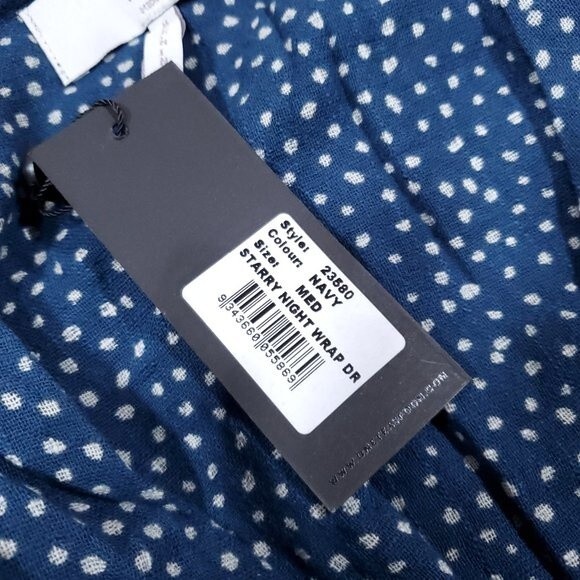 One Teaspoon Starry Night Wrap Dress Navy Blue White Dot Women's Size Medium - Picture 6 of 10